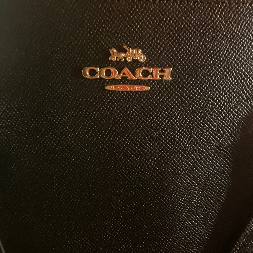 Coach Black Leather Tote with Gold-Tone Hardware - Picture 2 of 16